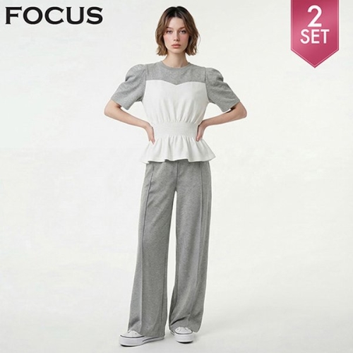 포커스 2SET페플럼퍼프티셔츠핀턱밴딩팬츠_VFI6M1TS6600