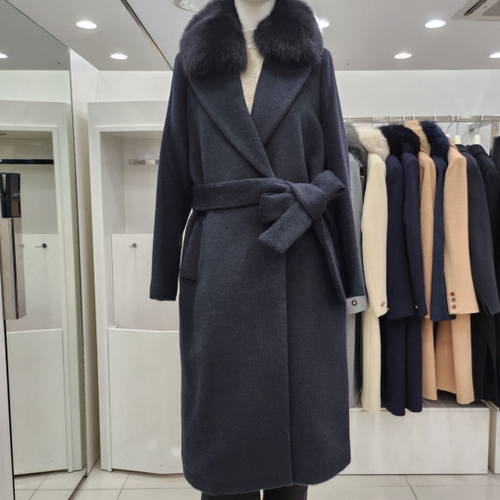 조이너스 폭스퍼 롱 모직 벨트 A라인 여성 코트 JACW1-WCH620_이미지