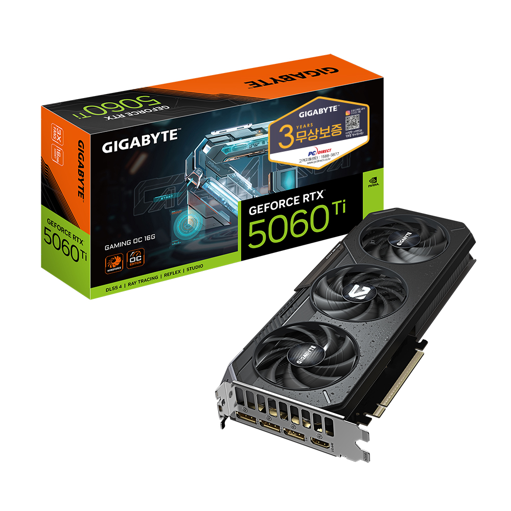 GIGABYTE 지포스 RTX 5060 Ti GAMING OC D7 16GB 피씨디렉트이미지입니다. 누르면 해당 게시물로 새창이동합니다.