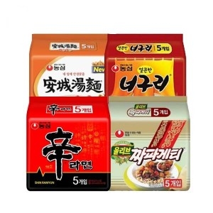 농심 신라면10개 + 얼큰한너구리10개 + 짜파게티10개 + 안성탕면10개