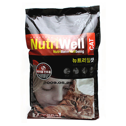 천하제일사료 뉴트리웰 캣 헤어볼 컨트롤 7.5kg (2개)
