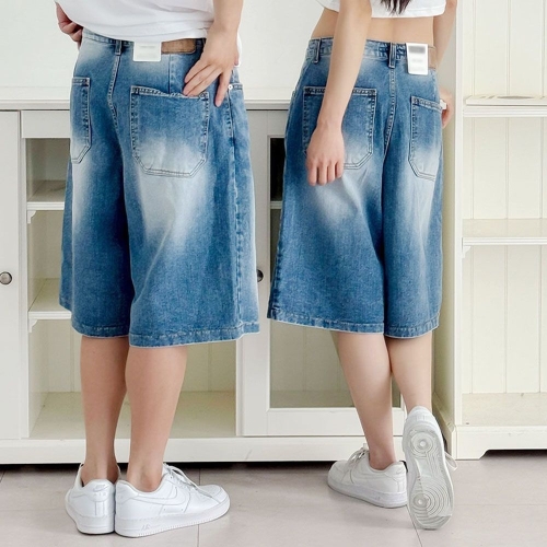 리빌모아 국내생산 남자 루즈핏 여름 워싱 버뮤다 청 반바지 UJ3-JEH-7084