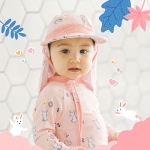 [불명] W8EE17E 자외선차단 물놀이모자 아동 산토끼 썬캡 플랩캡_이미지