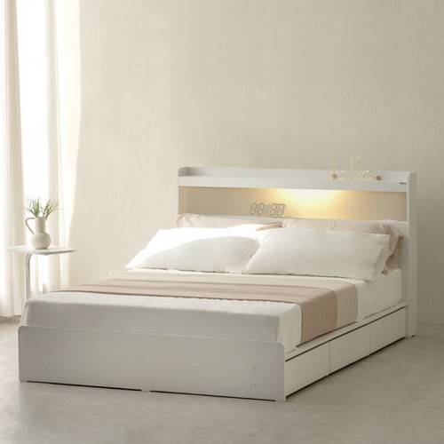 동서가구 에디프 LED조명 수납 침대 Q (양면본넬)_이미지