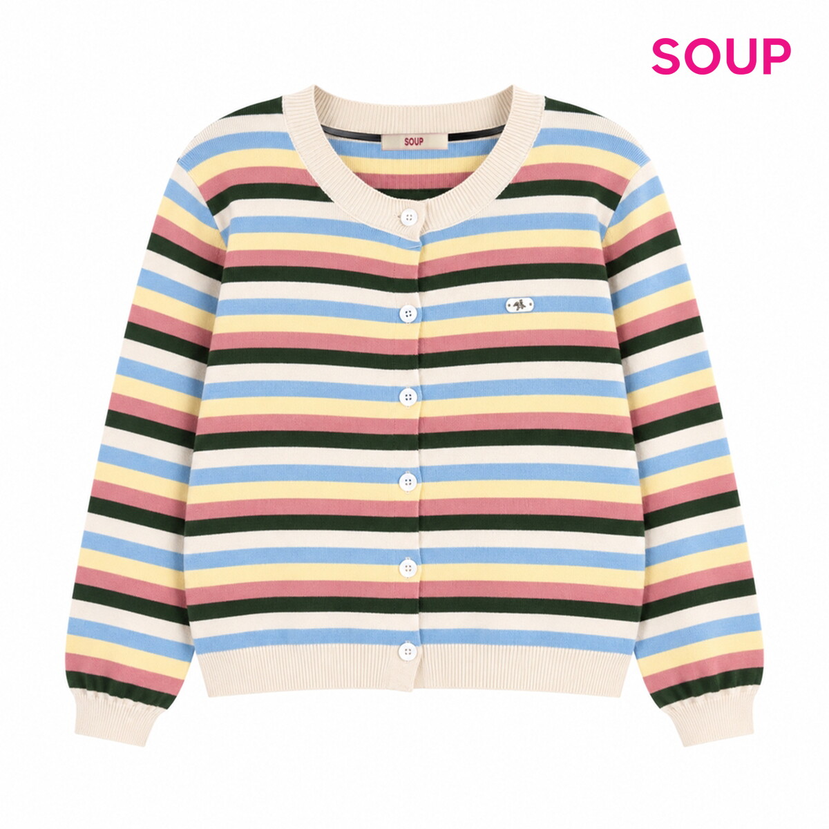 블록 짜임 버튼 니트 가디건 S68GD02