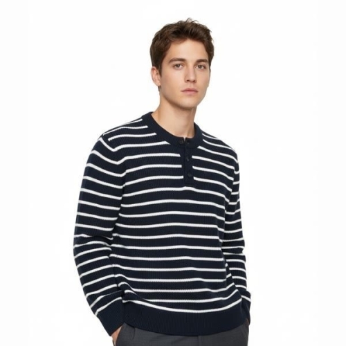 마인드브릿지 남성용 헨리넥 세미오버핏 니트 MZKT7106 100 아이보리