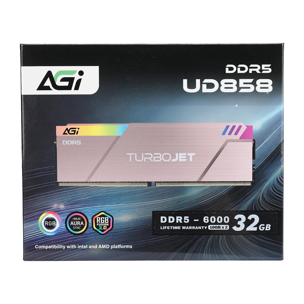 AGI DDR5-6000 CL30 TURBOJET UD858 RGB 브러쉬드 로즈골드 패키지 (32GB(16Gx2))_이미지