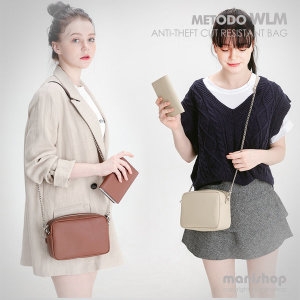 미토도 미토도 WLM 가죽 크로스백 핸드백 도난방지 여행가방_이미지