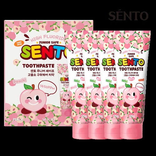 케이보은제약 센토 주니어 세이프 구취케어 치약 복숭아향 120g (4개)_이미지