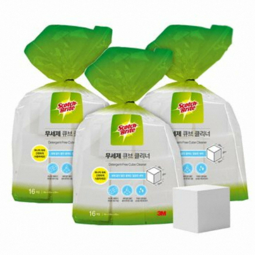 3M 스카치브라이트 무세제 큐브 클리너 16개입 (3개)