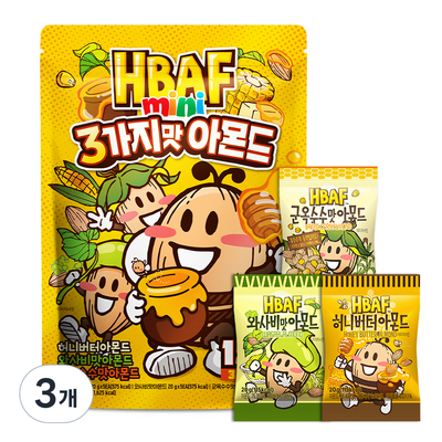 HBAF 미니 3가지맛 아몬드 15p 300g (3개)_이미지