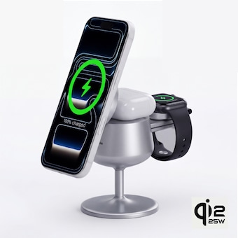 맥플 Qi2 25W 맥세이프 3in1 무선<b>충전기</b> 오브젯-T W109