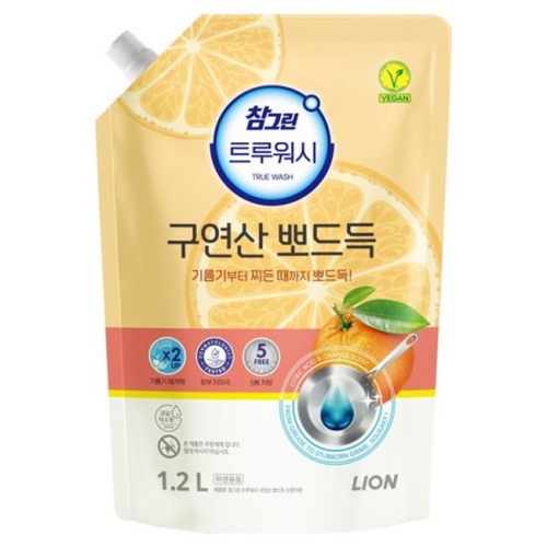 라이온코리아 참그린 트루워시 구연산 뽀드득 오렌지향 리필 1.2L