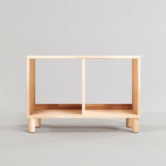 플레인홈 마셀 1단 2칸 고무나무 다리형 오픈 책장 770