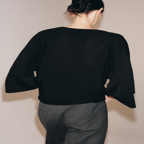 자라 국내 루즈핏 브이넥 니트 블랙 3471/006/800 3378054_이미지