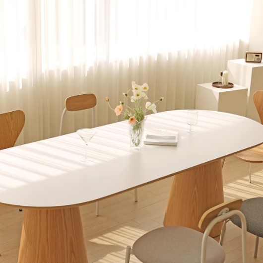 포커스인 데이데이 타원 원뿔다리 식탁 2400 (의자별도)_이미지