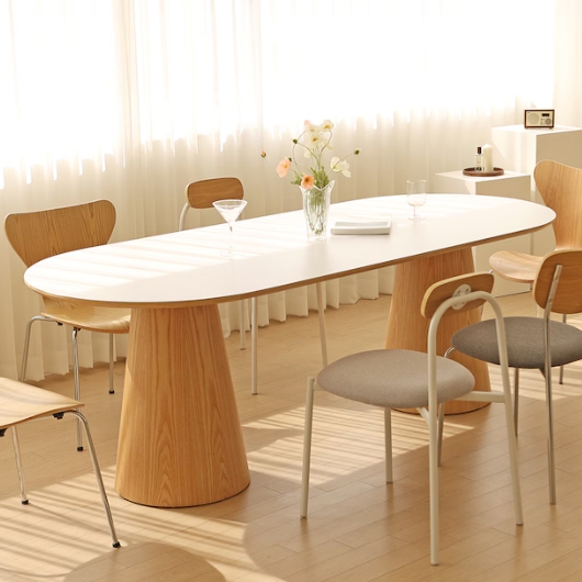 포커스인 데이데이 타원 원뿔다리 식탁 2400 (의자별도)_이미지