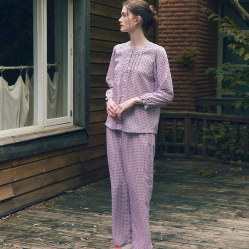 와코루 여성 면 80수 주자 로맨틱 파자마_WPA2507W (1세트)_이미지