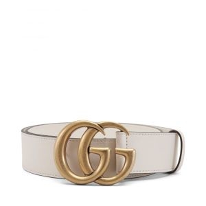 ���� Double G Gold Buckle Leather Belt 1.5 Width White 172836