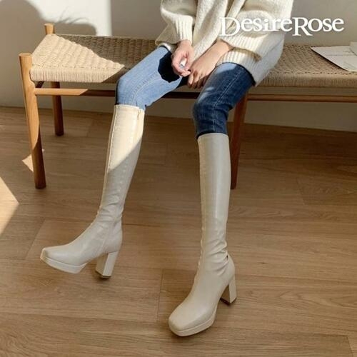  디자이어로즈 여자 대학생 블록힐 플랫폼 미디부츠 7.5cm 7352849