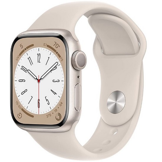APPLE  워치 시리즈8 45mm Cellular 스타라이트 알루미늄 (스포츠밴드, 해외구매)