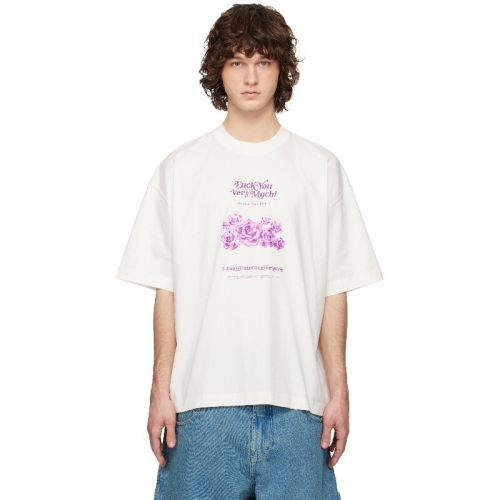 VETEMENTS 티셔츠 오프 화이트 코튼 티셔츠 261669M213000