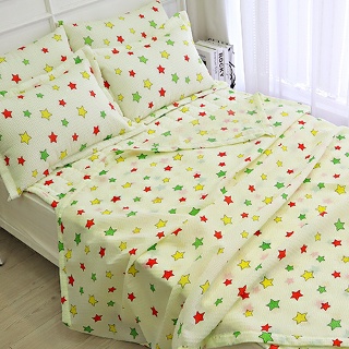 침구백화점 스타 시어서커 옐로우 홑이불+토퍼Q+베개커버세트 (슈퍼싱글 SS)