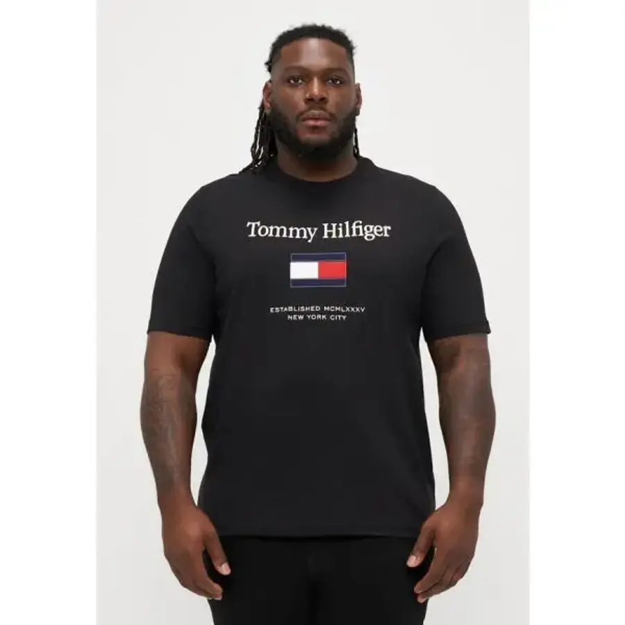 타미힐피거 토미 힐피거 엠브로 플래그 티 프린트 티셔츠 검정색 7471675_이미지