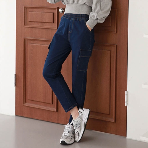 앤드스타일 어썸 D2/스티치라인 카고 스판 조거 데님 청바지_263572