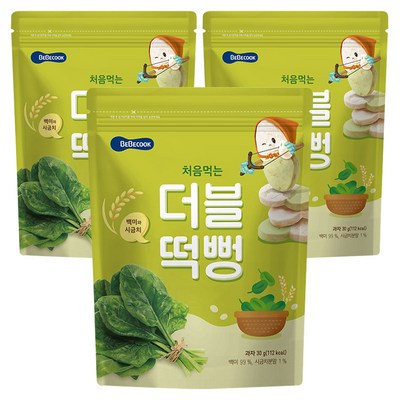 베베쿡 처음먹는 더블떡뻥 백미와 시금치 30g (3개)