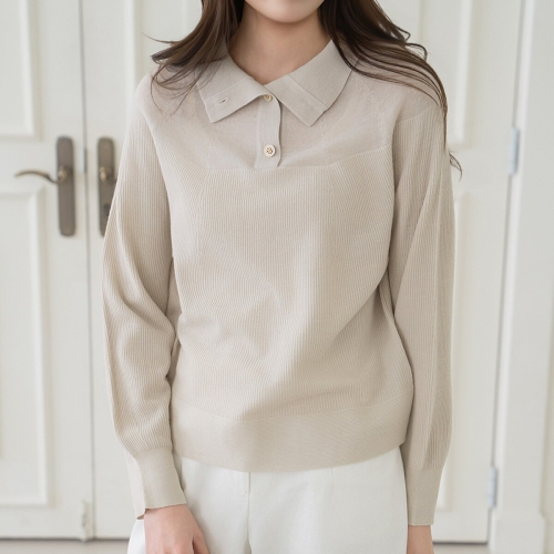 마담4060 엄마옷 모던베이직 버튼하이넥울니트 중년여성 데일리 티셔츠 77size -RTE2602002