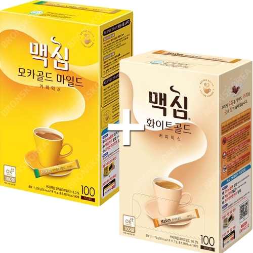 동서식품 맥심 모카골드 마일드 100T + 화이트골드 100T 200T 커피믹스 일회용