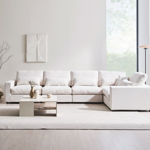 위메종 라니아 구스 모듈 린넨 패브릭 소파 6인용 (스툴별도)_이미지