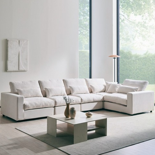 위메종 라니아 구스 모듈 린넨 패브릭 소파 6인용 (스툴별도)_이미지