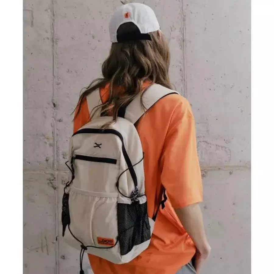 JXP Exposed Zipper Mesh Pocket Backpack JR0GAU071IV 458516
