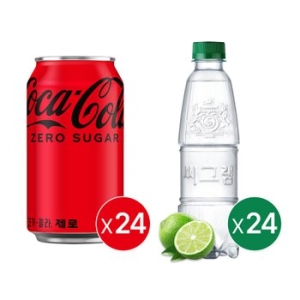 코카콜라음료 코카콜라 제로 350ml x 24개 + 씨그램 라벨프리 라임 350ml x 24개_이미지