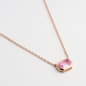 14K 팔레트 라인 모던 핑크 사파이어 목걸이 LND25009D