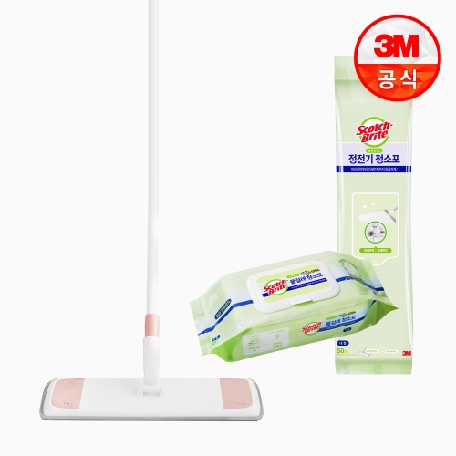 3M 스카치브라이트 대형 막대걸레 파스텔핑크 +정전기 50매