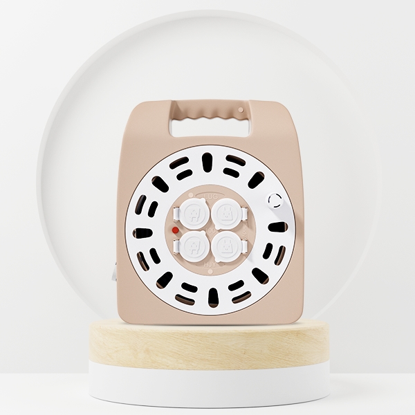 러그박스 3구 USB 캡형 캠핑릴선 크림브라운 (30m)_이미지