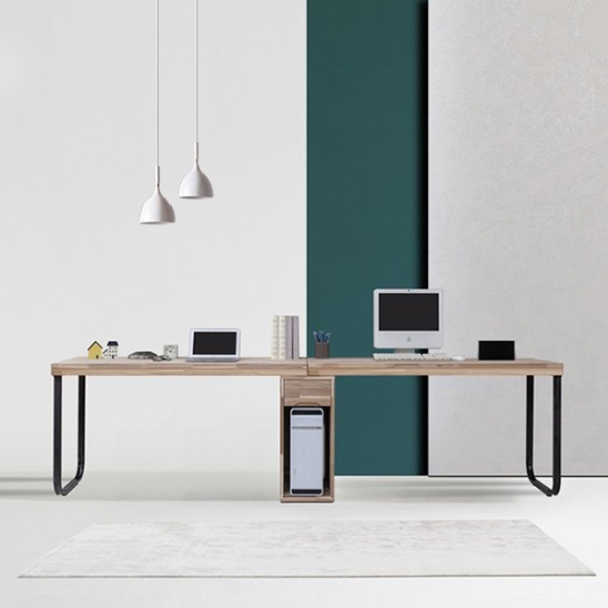 더젠 비쥬 아카시아원목 트윈 책상 세트1 (2800x600)_이미지