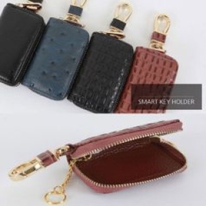 [불명] W652A59  천연 소가죽 자동차키 스마트키 열쇠 지퍼형 키홀더_이미지