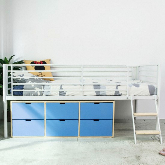 에보니아 튜브 철재 기본형 벙커침대 S (매트별도)_이미지