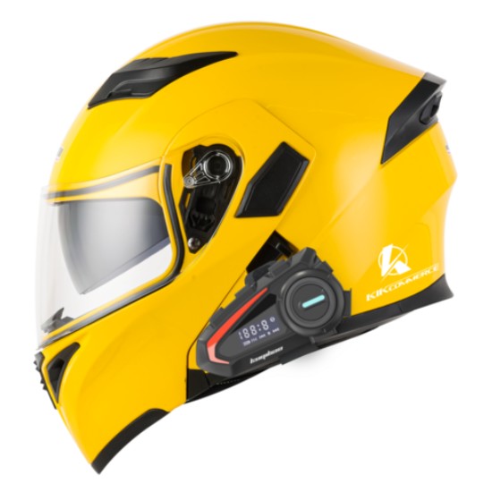 킥커머스 오픈페이스 블루투스 베이직옐로우 오토바이 헬멧
