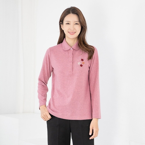 모슬린 엄마옷 기모 카라 무지 긴팔 티셔츠 5RTY11187 중년여성/50대/60대/70대/마담/빅사이즈/할머니옷/여자_이미지