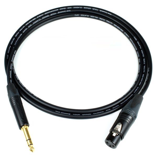 Van Damme XKE StarQuad XLR(F) to 55TRS 골드 마이크 케이블 (1m)