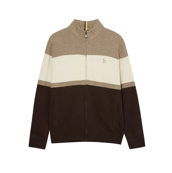 헤지스 컬러블록 울혼방 집업가디건 WHSW3D331I2