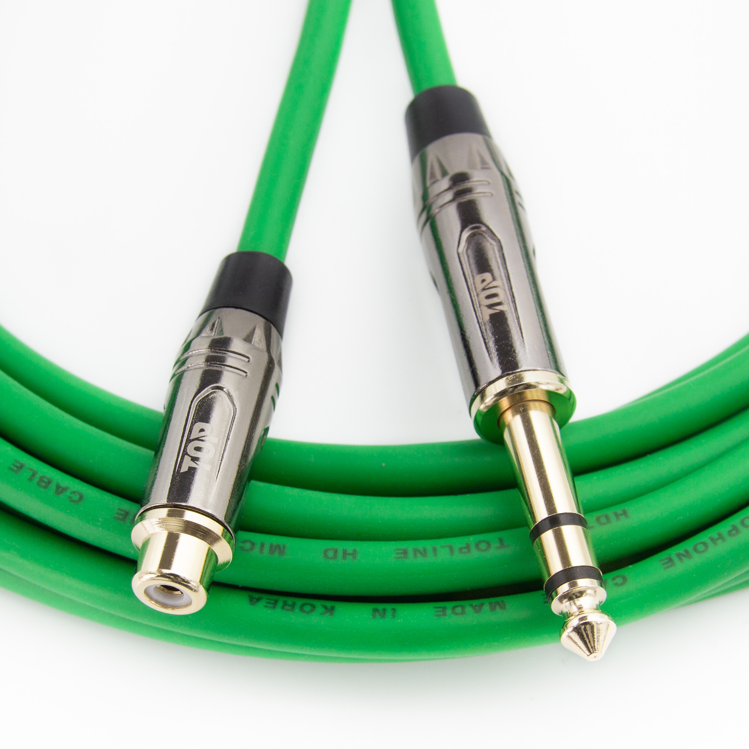 탑라인에이치디 RCA 암 to 5.5 스테레오케이블 메탈그린 (7m, HT-TP7038)_이미지