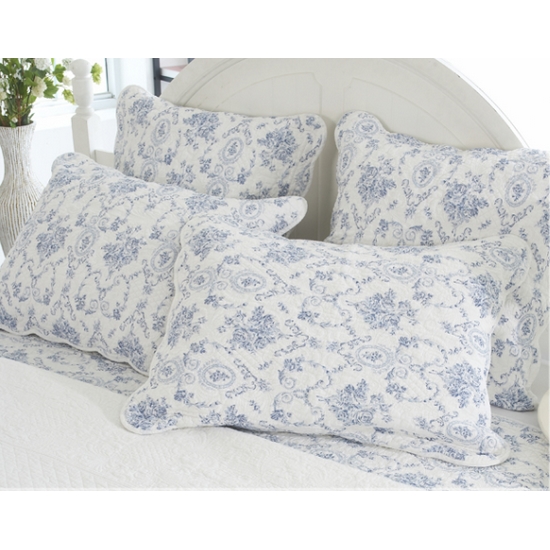 아쿠아 블루 누비 베개커버