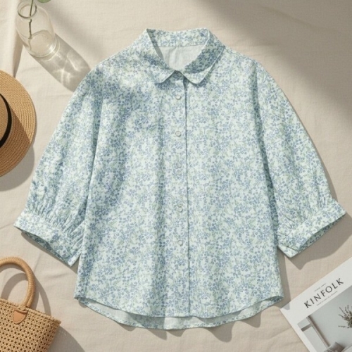 패플 다잇템다잇템 여성 꽃무늬 자연스러운 클래식 블라우스_2466954