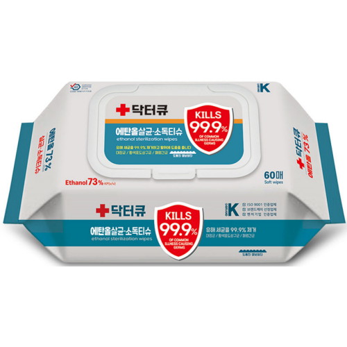 케어메이트 닥터큐 에탄올 73% 살균 소독티슈 캡형 60매 (5팩)